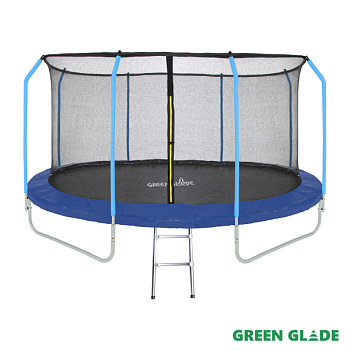 Батут уличный Green Glade с сеткой и лестницей 12-футовый 4 ножки 8 стоек (2 кор.)