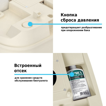Биотуалет Lupmex 79126 22 л с индикатором бежевый