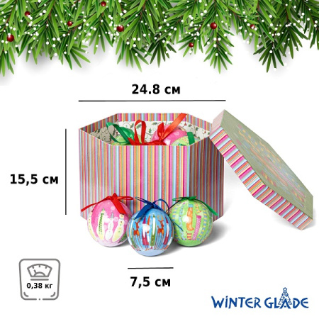 Набор ёлочных шаров Winter Glade, папье-маше, 14 шт.