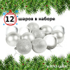 Набор ёлочных шаров Winter Glade, пластик, 6 см, 12 шт, серебряный микс