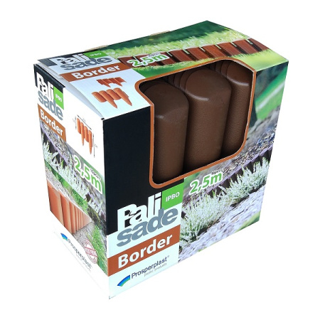 Ограждение для клумб Prosperplast Palisada 13см/2,5м, коричневый