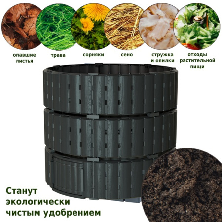 Компостер Piteco 1350л круглый чёрный, K11135