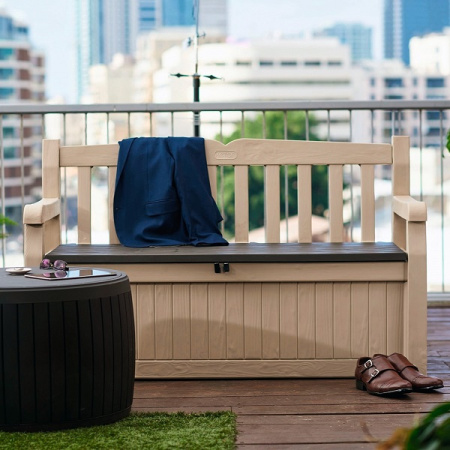 Скамья-сундук садовая Keter Eden Garden Bench 265л бежевый+коричневый 