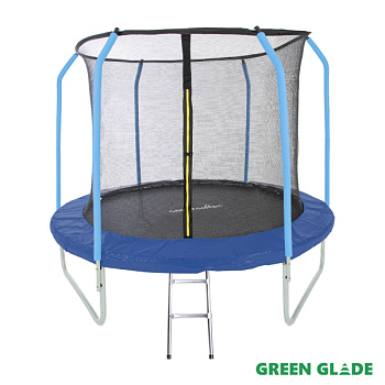 Батут уличный Green Glade с сеткой и лестницей 10-футовый 3 ножки 6 стоек