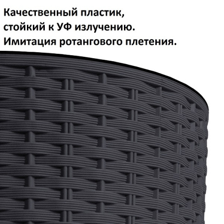 Кашпо для цветов Prosperplast Rato Round 37.65+35л, антрацит